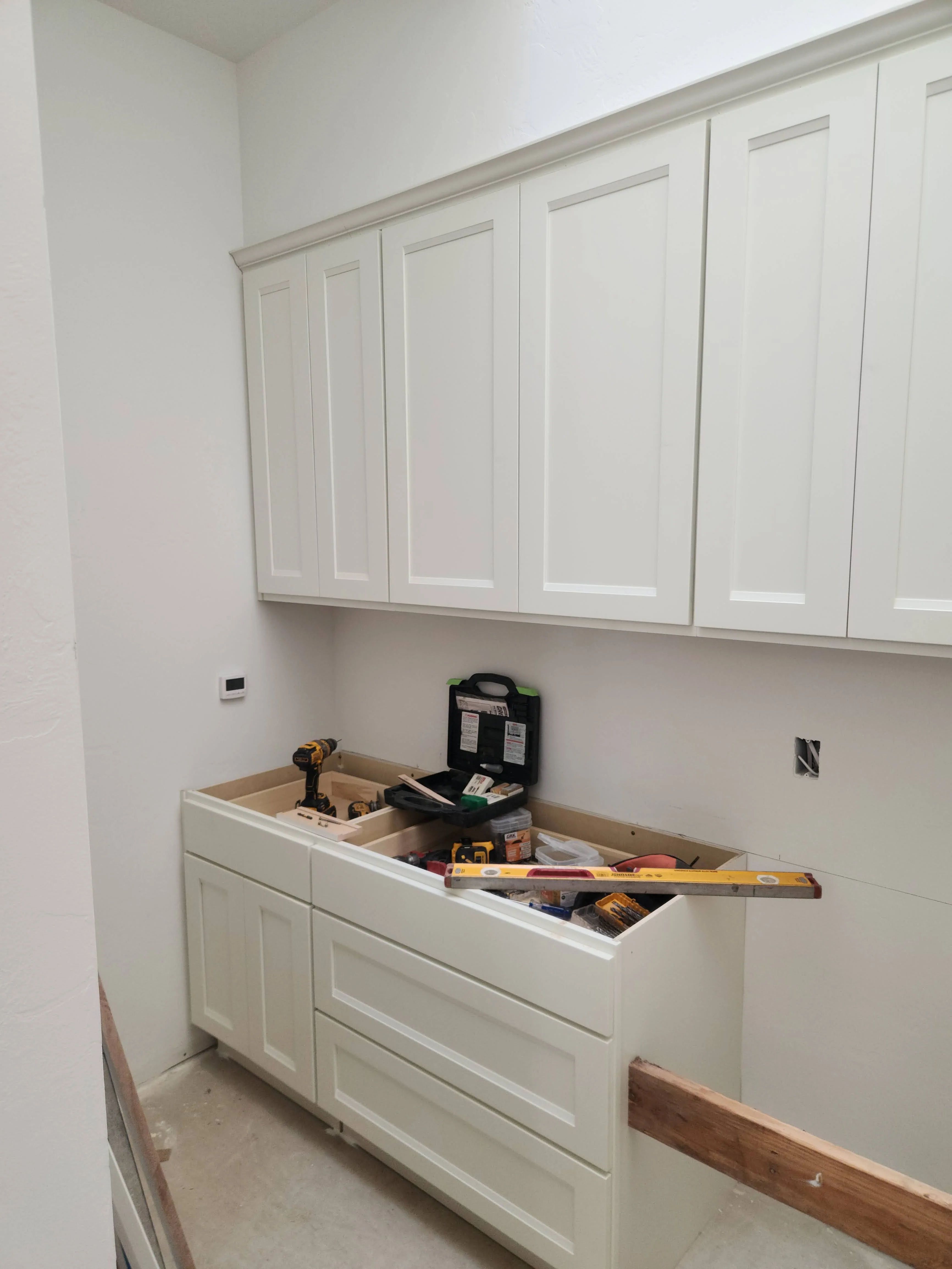 Kitchen cabinet installation in progress
